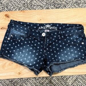 Almost Famous Women's Dark Blue Polka Dot Jean Shorts